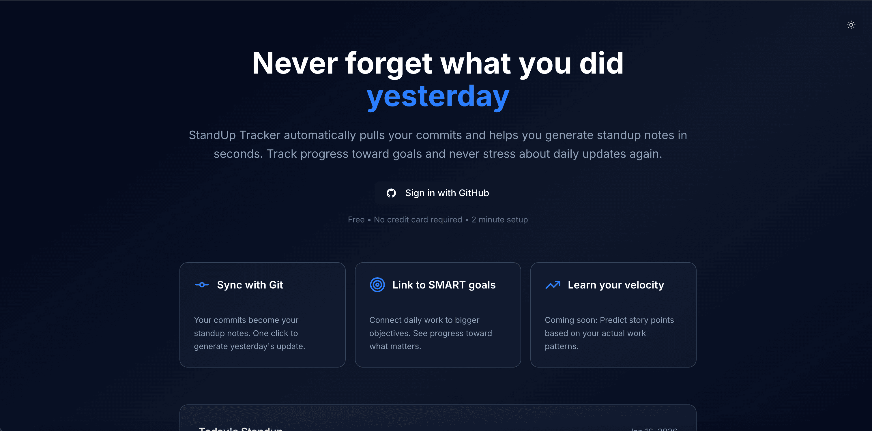 StandUp Tracker screenshot
